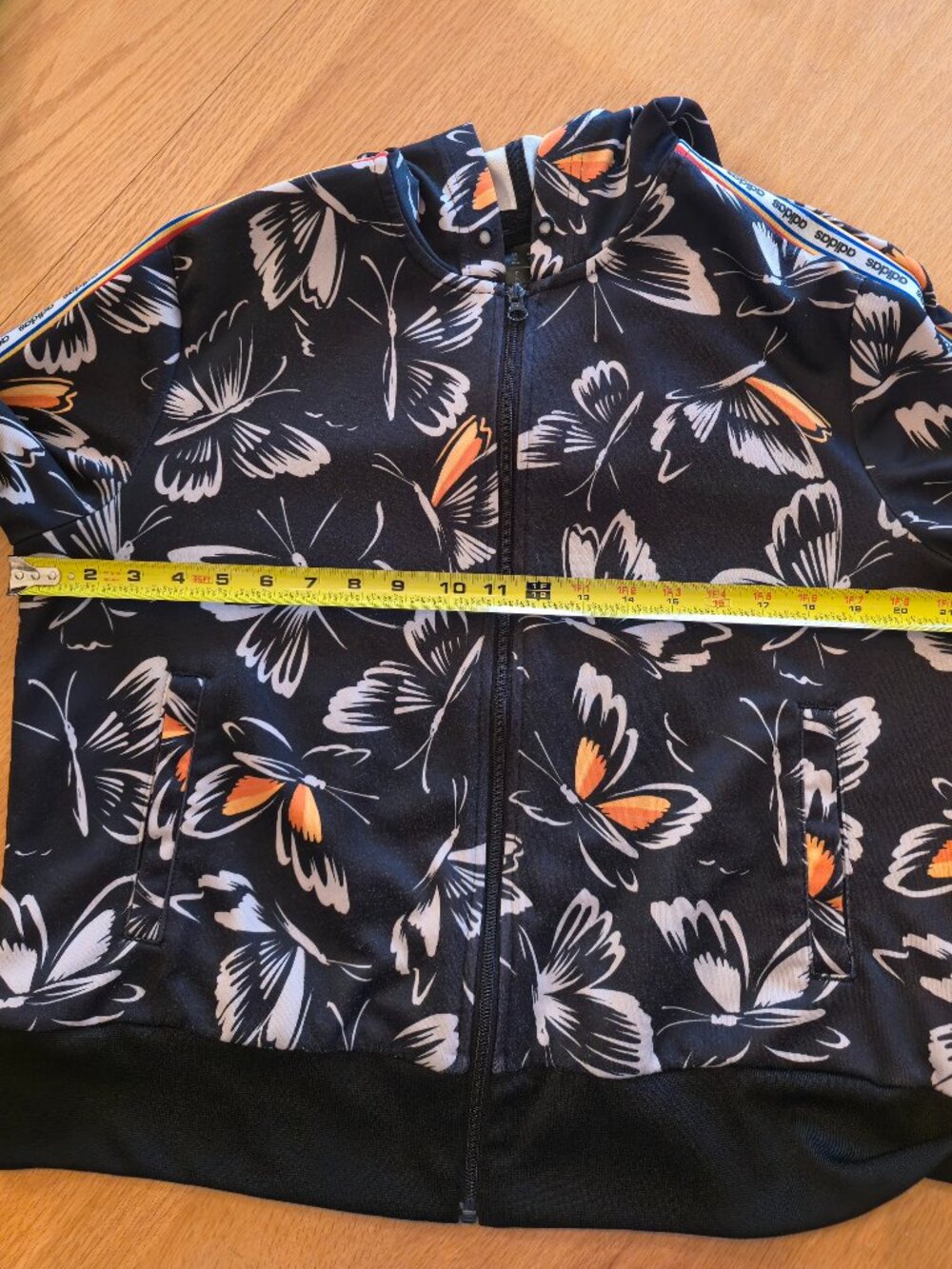 Adidas x Farm Rio Black Butterfly Print Hooded Full Zip Track Jacket, Size XL - Picture 4 of 7